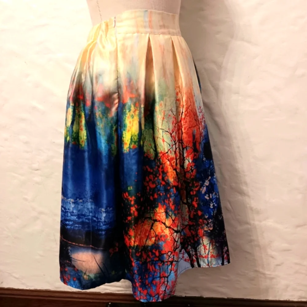 Choiee Moody whimsigoth, high waist, pleated witch cottage midi skirt. Small